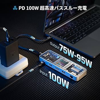 Amazon | DOCKCASE 10-in-1 usb c ハブ スケルトン設計、4K@60Hz